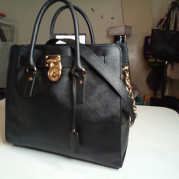 COPY - Michael kors hamelton satchel black stifano leather large. - Picture 11 of 16